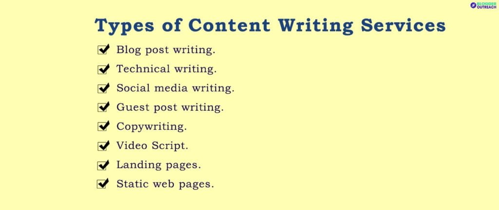 Types Of Content Writing Services